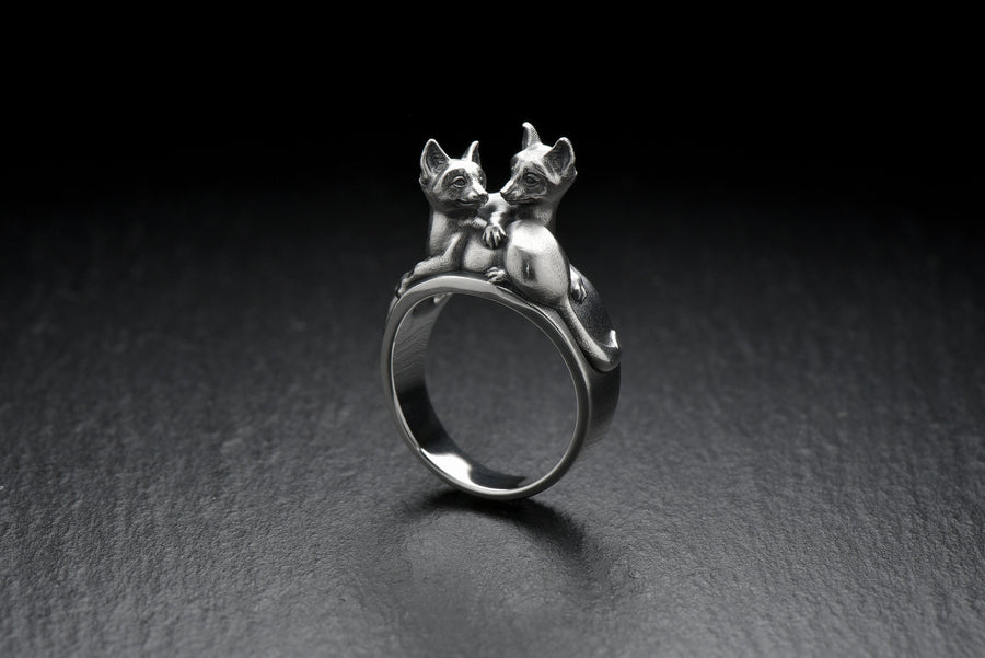 fox ring	gift for her	silver fox ring	fox jewelry	sterling silver (etsy image id: 4688544604)