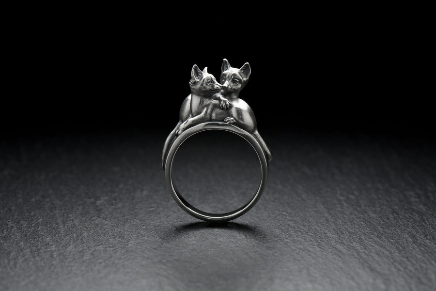fox ring	gift for her	silver fox ring	fox jewelry	sterling silver (etsy image id: 4688544604)