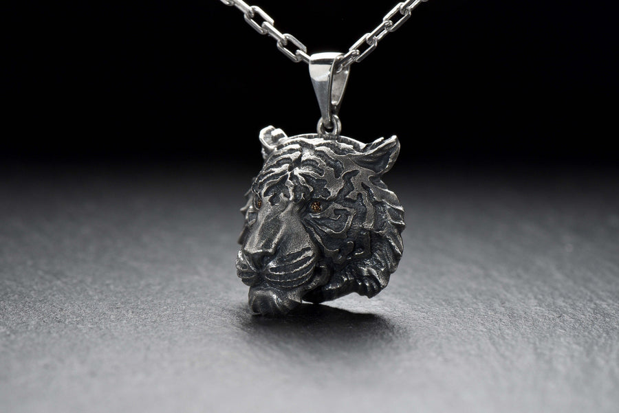 The tiger is a symbol of strength, energy and fearlessness, and this pendant will be a great gift for anyone who loves bright and memorable jewelry.

Tiger head pendant	Tiger necklace	Tiger lover	tiger gift	tiger lover necklace tiger	silver tiger