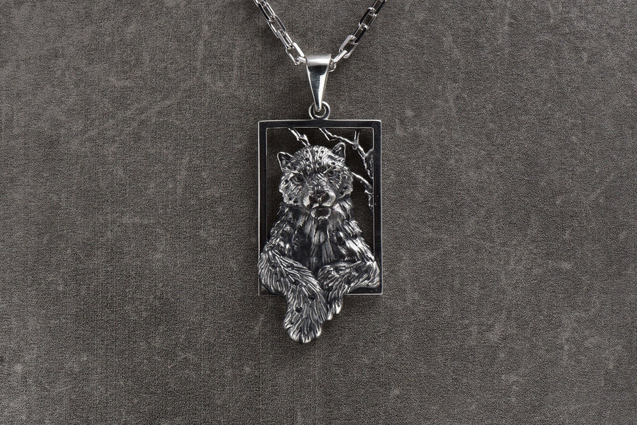 Handmade Sterling Silver Snow Leopard Pendant: Oxidized Wild Cat Necklace (etsy image id: 4700276106)