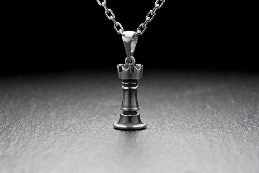 Silver pendant	Chess Pendant	Chess jewelry	Chess piece	Chess lovers	Chess	pendant chess piece	chess piece jewelry	Chess piece necklace	necklace chess	chess figure	Rook	chess Rook (etsy image id: 4700825391)