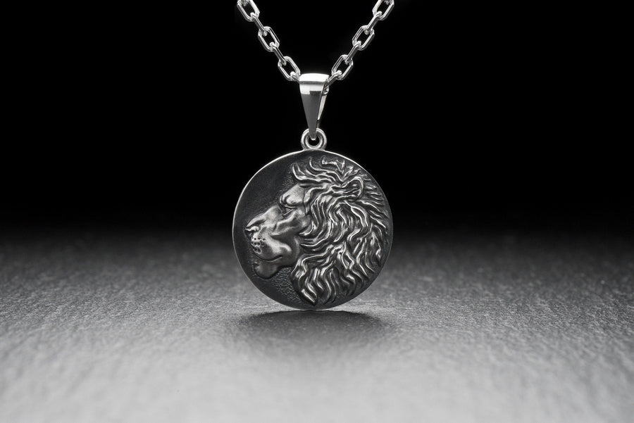 Lion silver pendant	Lion's head jewelry	Lion's head silver	animal jewelry	Lioness pendant (etsy image id: 4725147157)