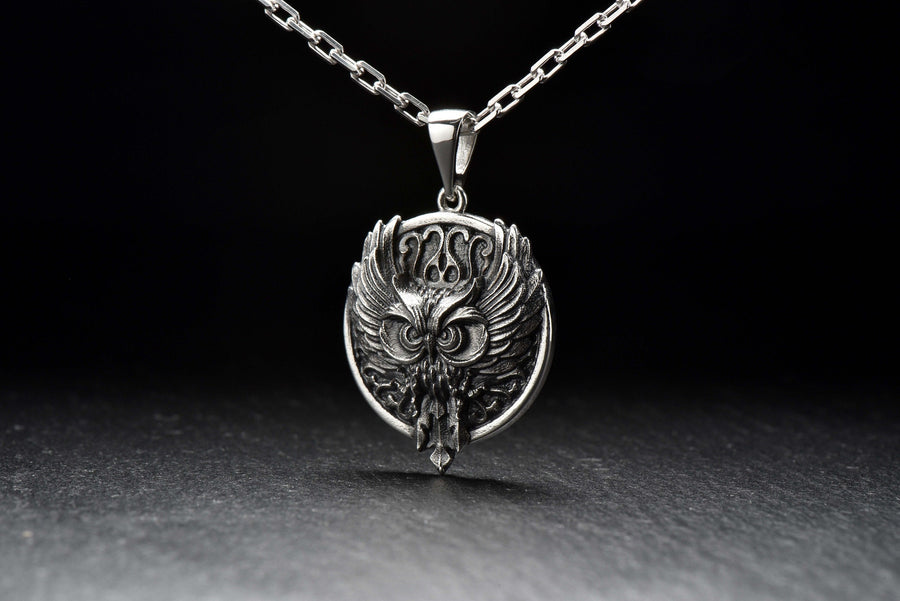 Oxidized Sterling Silver Owl Pendant: Gothic Bird Jewelry (etsy image id: 4730097254)