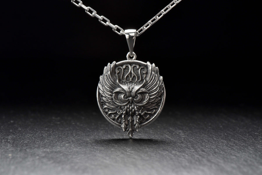 Oxidized Sterling Silver Owl Pendant: Gothic Bird Jewelry (etsy image id: 4730097254)
