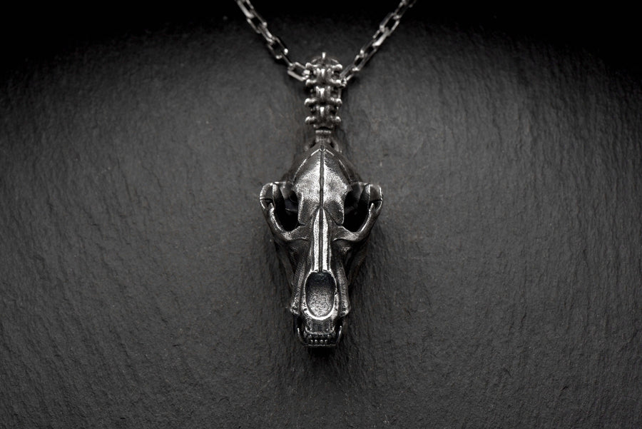 Sterling Silver Bear Skull Pendant: Gothic Hunter Necklace (etsy image id: 4733385328)