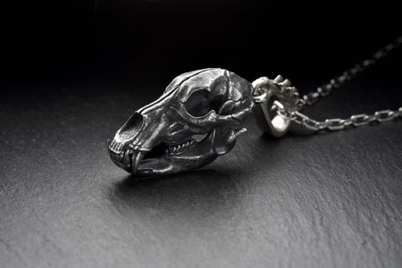 Sterling Silver Bear Skull Pendant: Gothic Hunter Necklace (etsy image id: 4733385328)