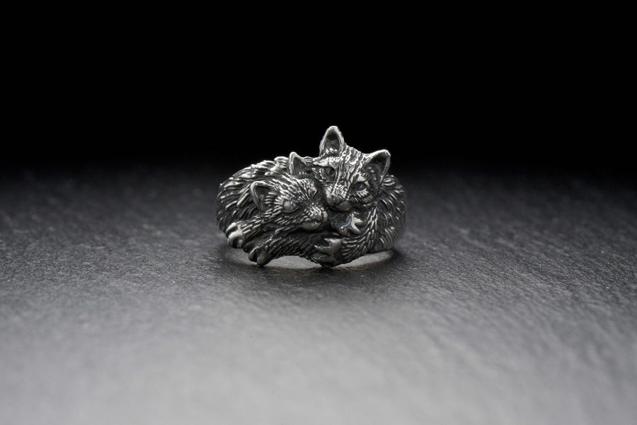 Sterling Silver Kittens Ring: Handmade Cat Lover Jewelry (etsy image id: 7361891712)
