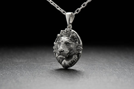 Sterling Silver Lioness Head Pendant: Handmade Wild Cat Necklace