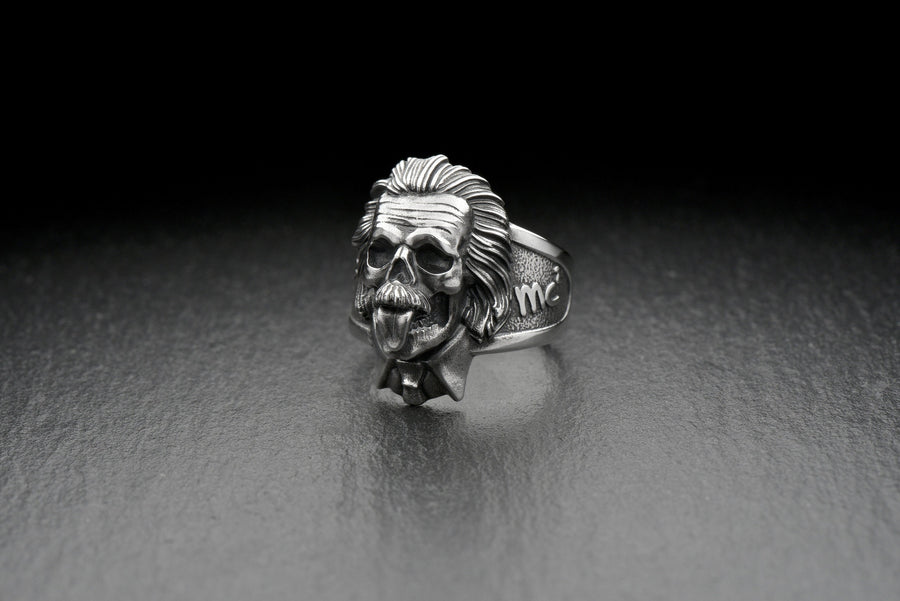 Handmade Albert Einstein Skull Sterling Silver Ring: Gothic Halloween Gift (etsy image id: 7257616828)