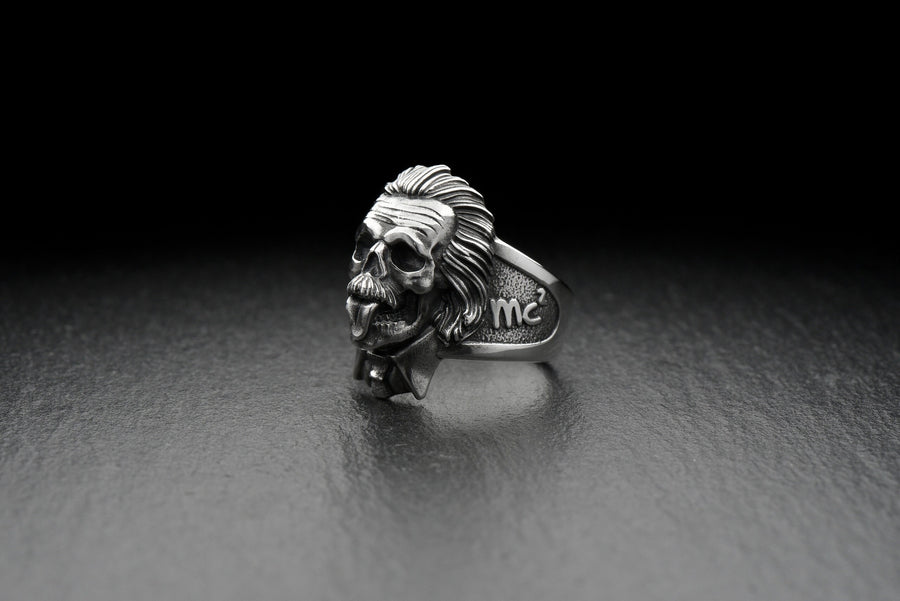 Handmade Albert Einstein Skull Sterling Silver Ring: Gothic Halloween Gift (etsy image id: 7257616828)