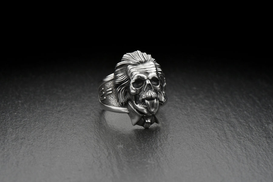 Handmade Albert Einstein Skull Sterling Silver Ring: Gothic Halloween Gift (etsy image id: 7257616828)