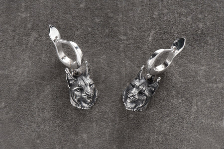 Sterling Silver Lynx Earrings: Handmade Animal Jewelry (etsy image id: 4742948143)