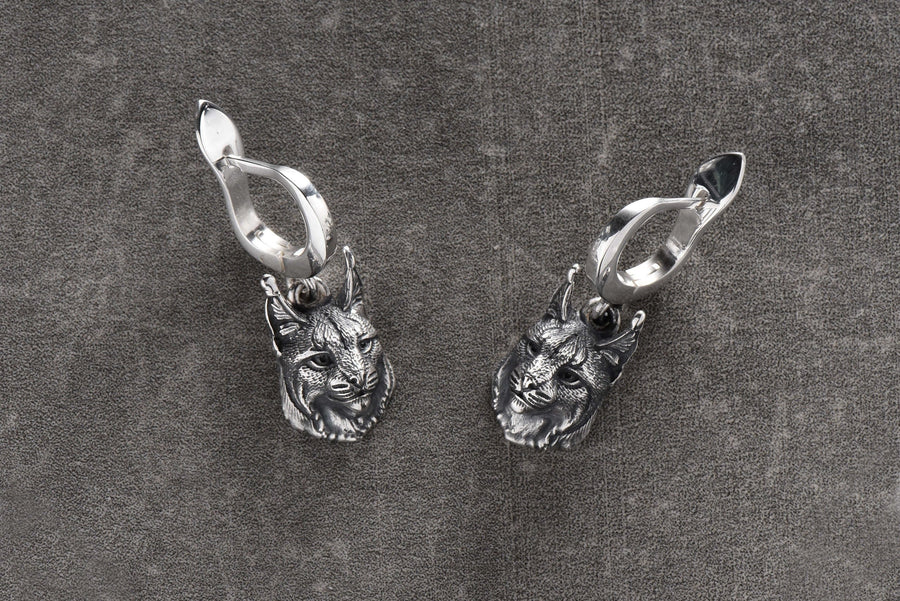 Sterling Silver Lynx Earrings: Handmade Animal Jewelry (etsy image id: 4742948143)