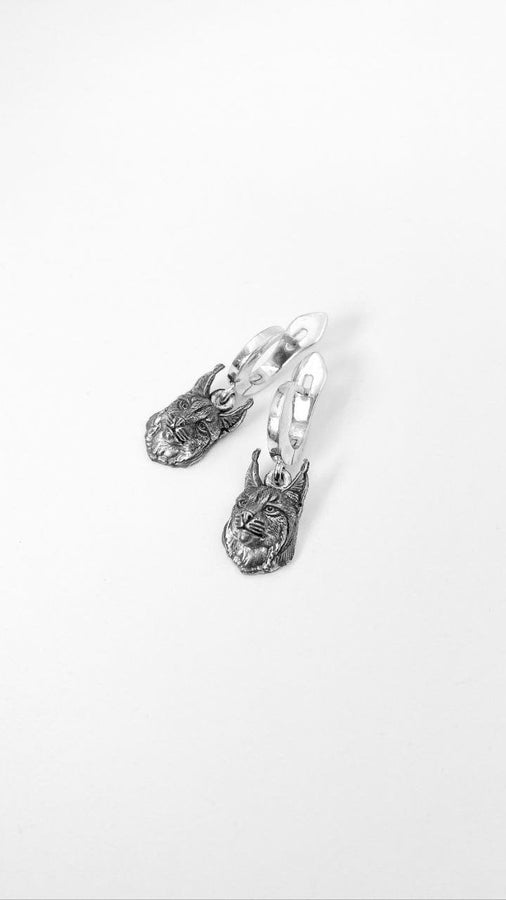 Sterling Silver Lynx Earrings: Handmade Animal Jewelry (etsy image id: 4742948143)