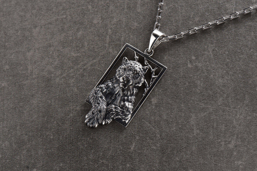 Handmade Sterling Silver Snow Leopard Pendant: Oxidized Wild Cat Necklace (etsy image id: 4700276106)