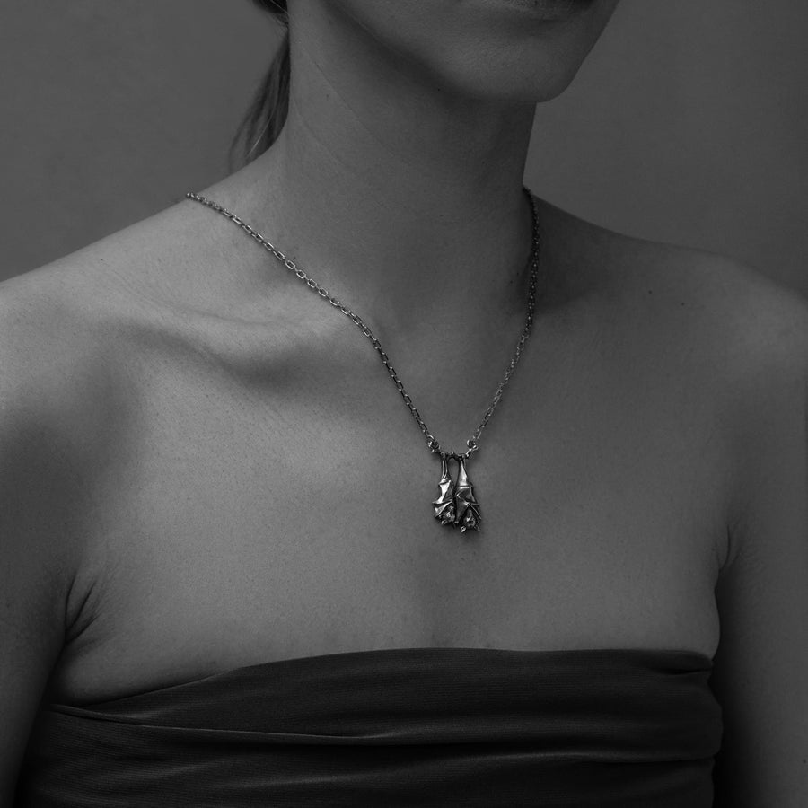 silver pendant	pendant Vampire Girl	Vampire	vampire necklace	gothic necklace	vampire jewelry	bat pendant	halloween	gothic pendant	gothic jewelry	bat necklace	Flying Foxes	Pendant Flying Foxes (etsy image id: 6087293449)