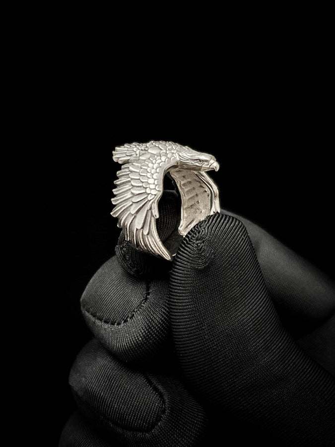 Sterling Silver Eagle Ring: Soaring Wraparound Bird Jewelry