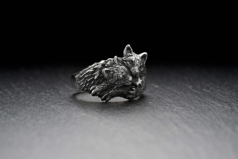 Sterling Silver Kittens Ring: Handmade Cat Lover Jewelry (etsy image id: 7361891712)