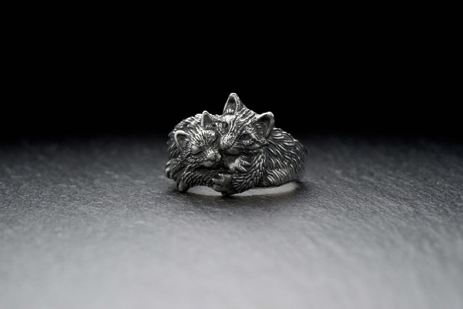Sterling Silver Kittens Ring: Handmade Cat Lover Jewelry (etsy image id: 7361891712)