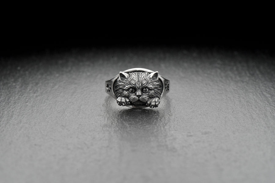 Cute Cat Silver Signet Ring – Sterling Silver Kitten Ring | Adorable Feline Jewelry Gift for Cat Lovers (etsy image id: 7412132057)