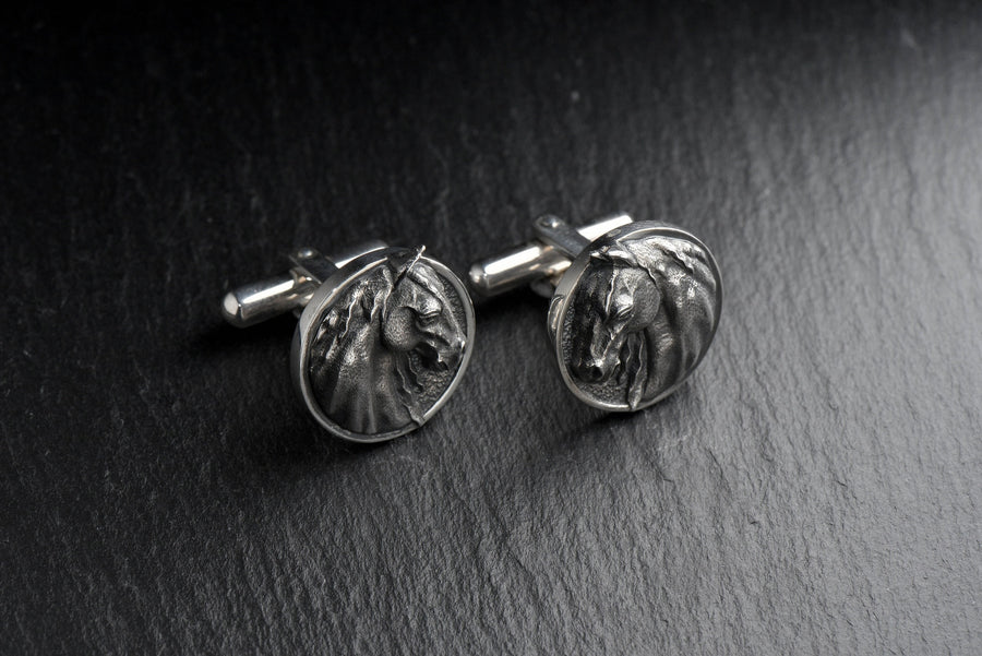 Sterling Silver Horse Cufflinks: Handcrafted Animal Jewelry Gift (etsy image id: 7397166197)