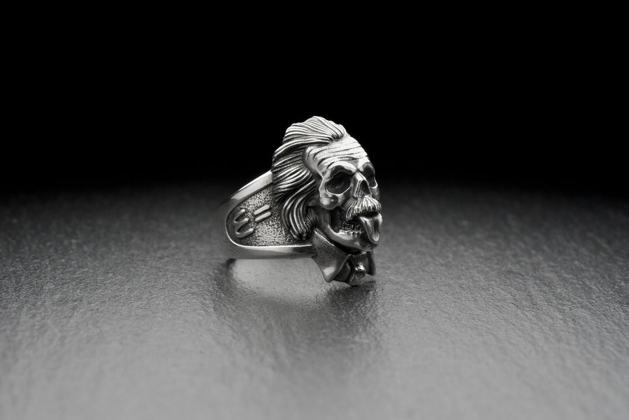 Handmade Albert Einstein Skull Sterling Silver Ring: Gothic Halloween Gift (etsy image id: 7257616828)