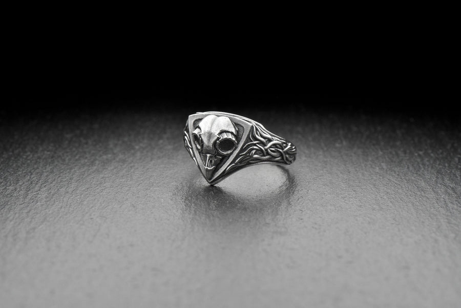 Embrace the mysteries of the night with our Sterling Silver Ring Owl Skull. This hauntingly beautiful piece is a tribute to the enigmatic and elusive spirit of the owl, a creature revered by many cultures for its wisdom and intuition. (etsy image id: 6981604606)