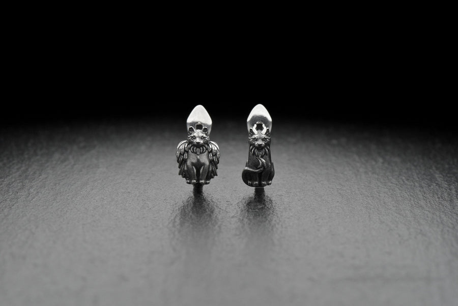 Sterling Silver Angel and Demon Cat Earrings, Gothic Kitten Jewelry (etsy image id: 7412043763)
