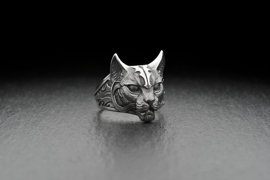 Gothic Lynx Silver Ring – Sterling Spirit Animal Jewelry | Intuition, Mystery, and Wild Elegance (etsy image id: 7400850703)