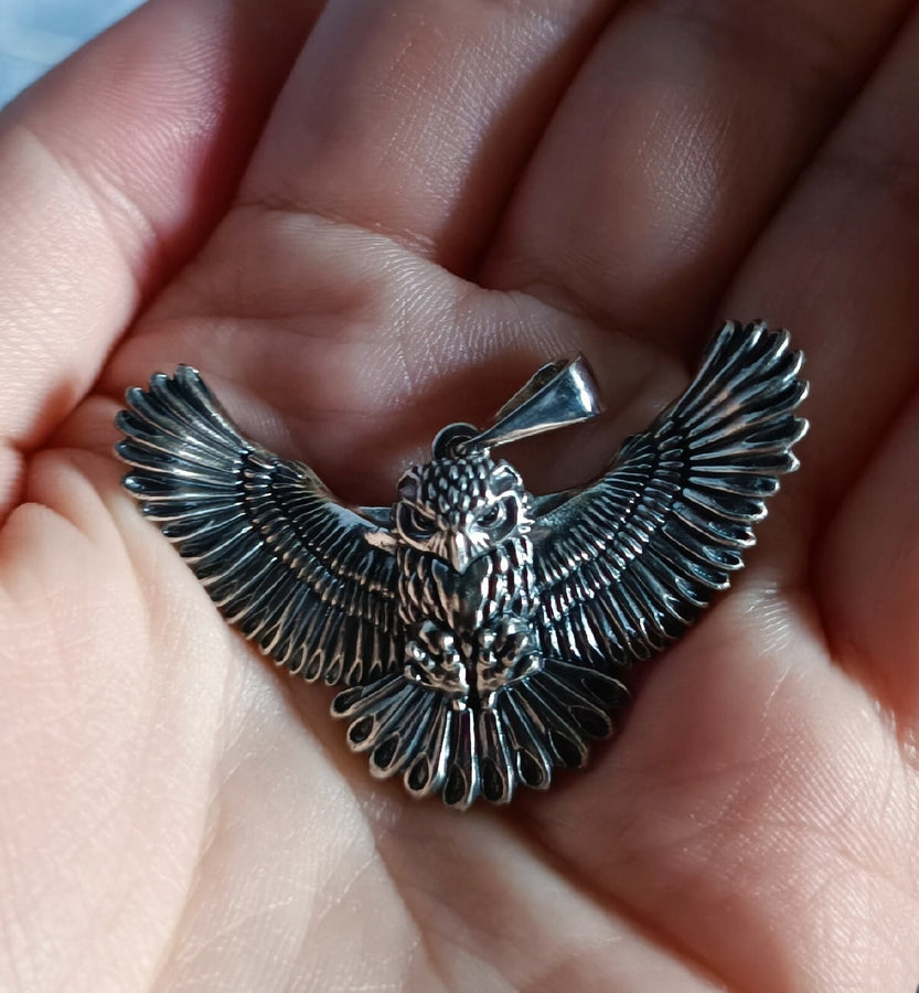 owl pendant	owl necklace	owl jewelry	silver owl pendant	owl necklace men	pendentif chouette (etsy image id: 6995273068)