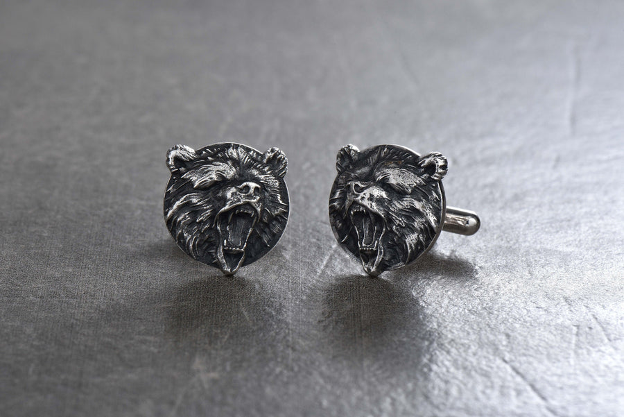 Elevate your style with these handcrafted sterling silver bear cufflinks, designed for those who appreciate both timeless elegance and the rugged spirit of wildlife. Each cufflink captures the strength and grace of the bear, a symbol of confidence, courage, and resilience. (etsy image id: 5749302659)
