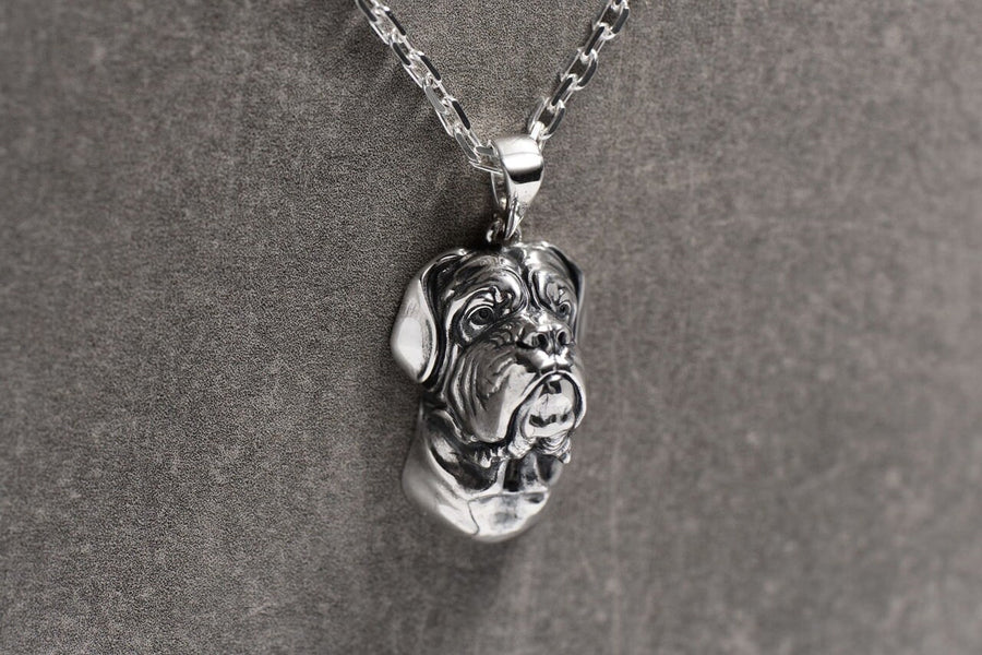 Bulldog Silver Pendant - Sterling Dog Necklace, Symbol of Strength, Loyalty, and Gentle Courage