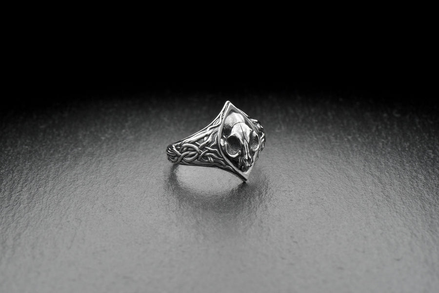 Sterling Silver Skull Cat Ring: Gothic Halloween Jewelry (etsy image id: 6981719156)