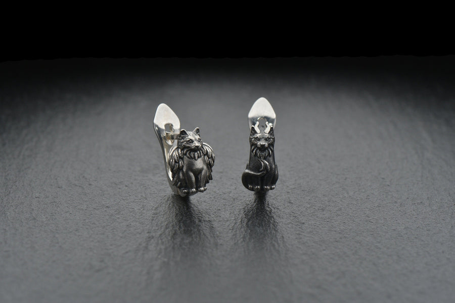 Sterling Silver Angel and Demon Cat Earrings, Gothic Kitten Jewelry (etsy image id: 7412043763)