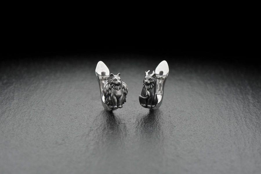 Sterling Silver Angel and Demon Cat Earrings, Gothic Kitten Jewelry (etsy image id: 7412043763)