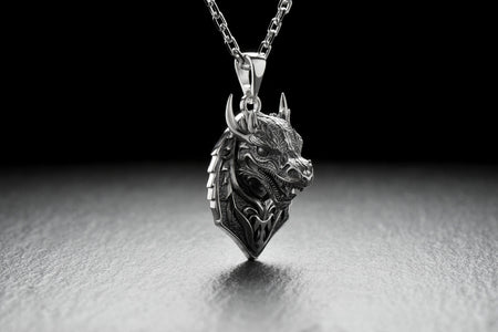 Sterling Silver Dragon Head Pendant: Fantasy Necklace (etsy image id: 4852841831)