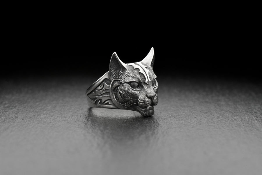 Gothic Lynx Silver Ring – Sterling Spirit Animal Jewelry | Intuition, Mystery, and Wild Elegance (etsy image id: 7400850703)