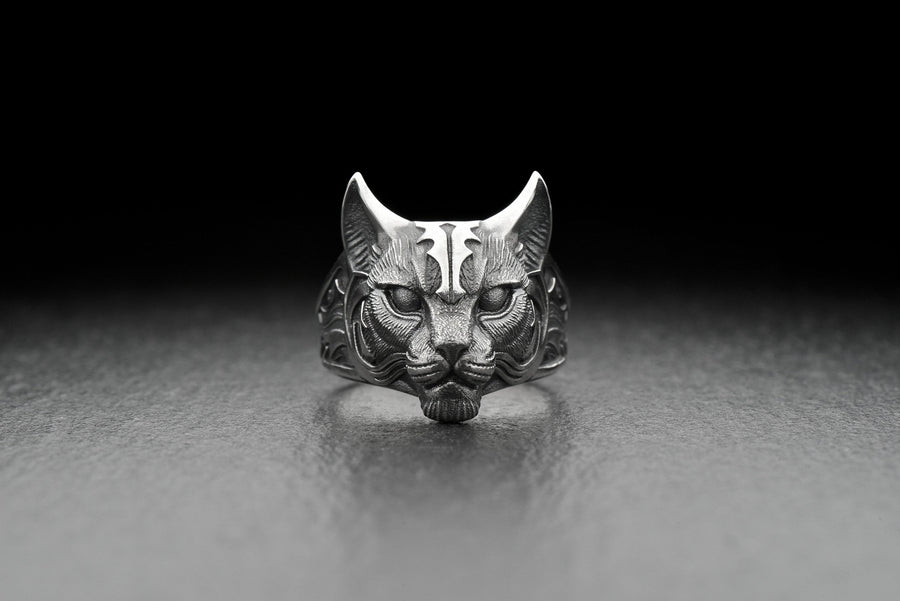 Gothic Lynx Silver Ring – Sterling Spirit Animal Jewelry | Intuition, Mystery, and Wild Elegance (etsy image id: 7400850703)
