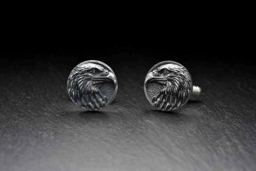 Sterling Silver Eagle Cufflinks: Handmade Bird Jewelry (etsy image id: 4866687630)