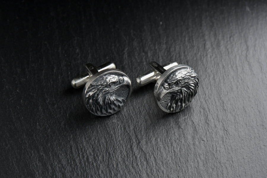 Sterling Silver Eagle Cufflinks: Handmade Bird Jewelry (etsy image id: 4866687630)