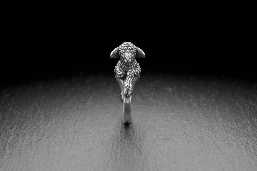 Sterling Silver Lamb Ring: Handmade Animal Jewelry Gift