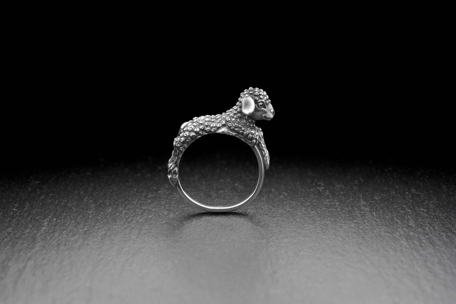 Sterling Silver Lamb Ring: Handmade Animal Jewelry Gift
