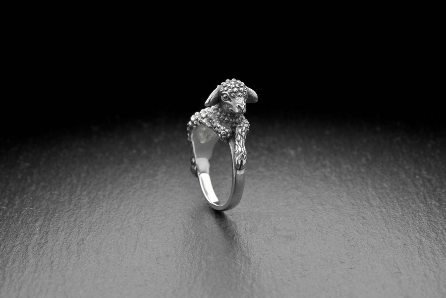 Sterling Silver Lamb Ring: Handmade Animal Jewelry Gift
