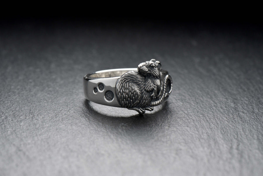 Sterling Silver Rat Ring, Handmade Animal Jewelry, Whimsical Statement (etsy image id: 4873629247)