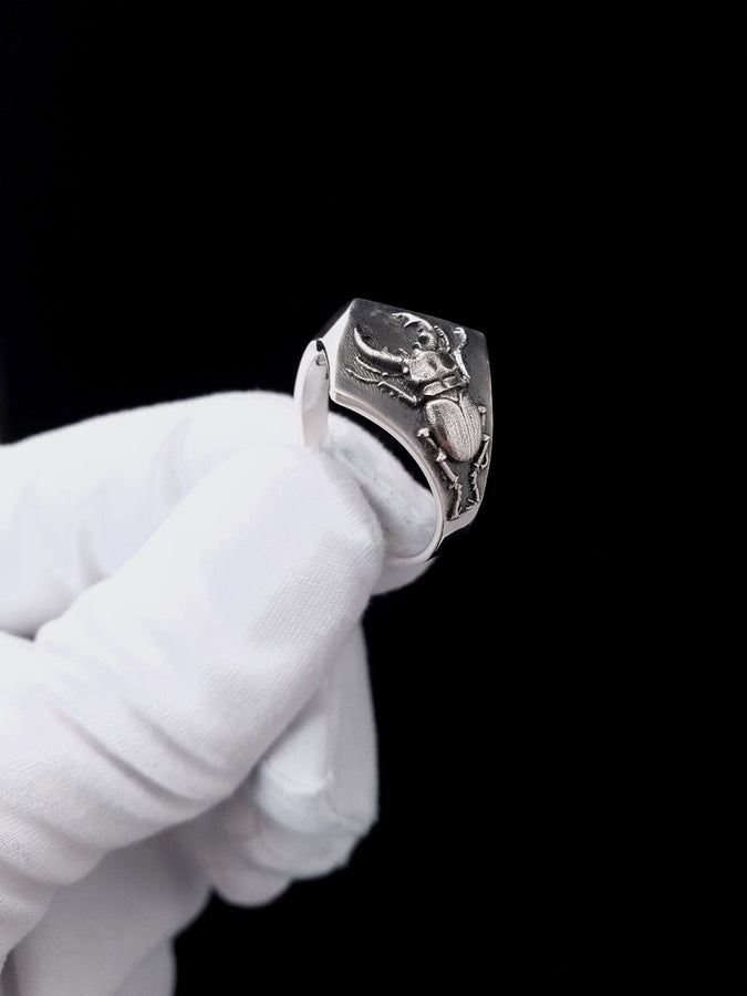 Look no further than this silver stag beetle ring! Handcrafted with care, this ring features a beautifully detailed stag beetle design that is sure to turn heads. (etsy image id: 4673645152)