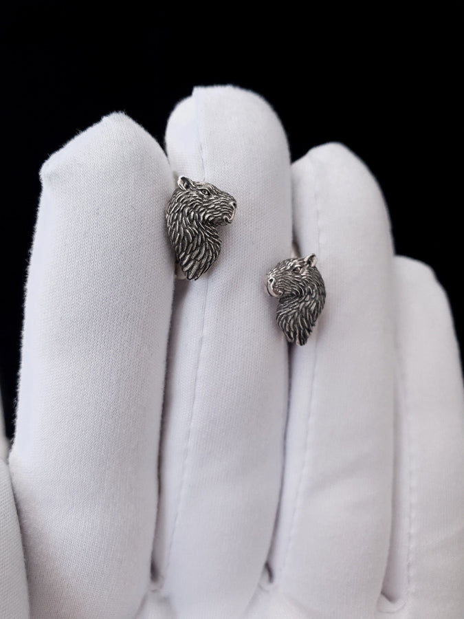 Sterling Silver Capybara Earrings: Handmade Animal Jewelry (etsy image id: 7394205589)
