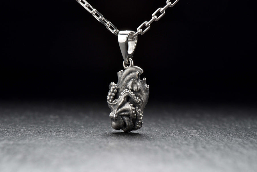 Sterling Silver Octopus Pendant, Intricate Tentacles, Oxidized Ocean Jewelry (etsy image id: 4903725973)