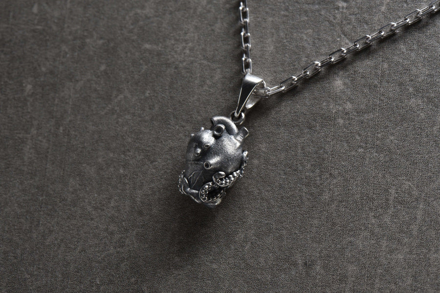 Sterling Silver Octopus Pendant, Intricate Tentacles, Oxidized Ocean Jewelry (etsy image id: 4903725973)