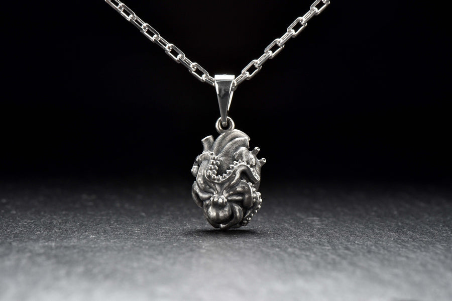 Sterling Silver Octopus Pendant, Intricate Tentacles, Oxidized Ocean Jewelry (etsy image id: 4903725973)
