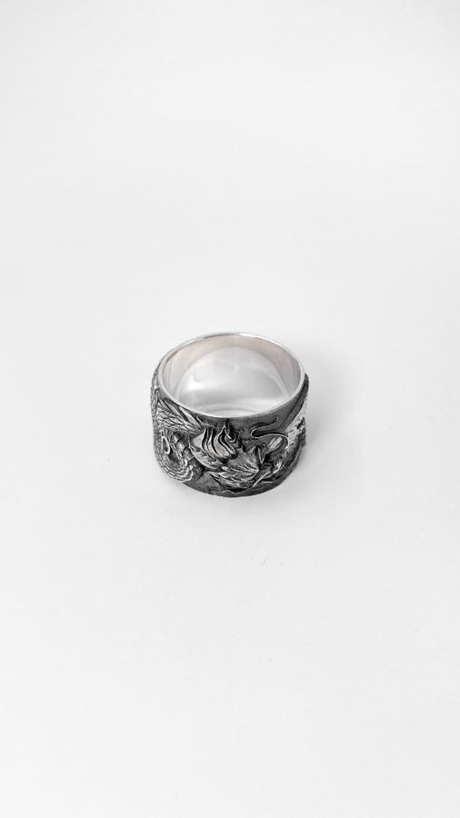 Sterling Silver Chinese Dragon Ring: Handmade Mythology Jewelry (etsy image id: 5038172450)